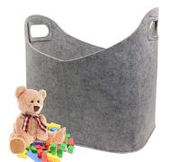 CHSG Extra Thick Felt Basket, Log Basket, 15.7 * 11.8 * 15.7Inch, Log Baskets for Wood Burner Indoor, Load Capacity Max 25 Kgs Foldable, for Books, Toy, Clothes and Firewood (Light Gray)