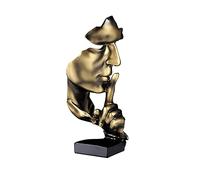 CHSG Handcrafted Silence Is Gold Thinker Statue, Work Of Art Modern And Simple Resin Things, Desk Abstract Figurine Sculptures For Entrance, Creative Room Home, Office Study