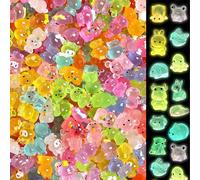 CHSG Mini Luminous Resin Animals, Tiny Resin Animals Miniature Mini Little Small Plastic Figures Glow In The Dark For Micro Landscape Fairy Garden Aquarium Dollhouse Decor (200)