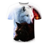 CHSLO Mens 3D Print t-shirts Summer Black And White Wolf Animal Unisex 3D Printed T-Shirt Loose Casual Round Neck Men'S T-Shirt Elastic Breathable Short-Sleeved Fitness Sports Top