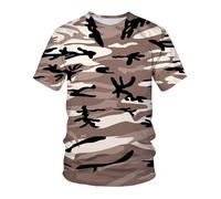 CHSLO Mens 3D Print t-shirts Summer Camouflage Colorful Unisex 3D Digital Printed T-Shirt Round Neck Men'S Short-Sleeved Loose Fitness Stretch Breathable Sports Top Oversize