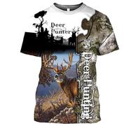 CHSLO Mens 3D Print t-shirts Summer Camouflage Deer Wild Boar Rabbit Animal Unisex 3D Digital Printing T-Shirt Round Neck Men'S Short-Sleeved Loose Fitness Stretch Breathable Sports Top Oversize
