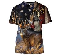 CHSLO Mens 3D Print t-shirts Summer Camouflage Deer Wild Boar Rabbit Animal Unisex 3D Digital Printing T-Shirt Round Neck Men'S Short-Sleeved Loose Fitness Stretch Breathable Sports Top Oversize
