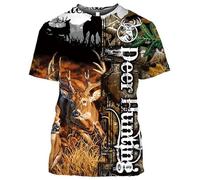 CHSLO Mens 3D Print t-shirts Summer Camouflage Deer Wild Boar Rabbit Animal Unisex 3D Digital Printing T-Shirt Round Neck Men'S Short-Sleeved Loose Fitness Stretch Breathable Sports Top Oversize