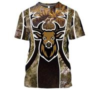 CHSLO Mens 3D Print t-shirts Summer Camouflage Deer Wild Boar Rabbit Animal Unisex 3D Digital Printing T-Shirt Round Neck Men'S Short-Sleeved Loose Fitness Stretch Breathable Sports Top Oversize