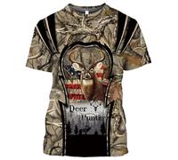 CHSLO Mens 3D Print t-shirts Summer Camouflage Deer Wild Boar Rabbit Animal Unisex 3D Digital Printing T-Shirt Round Neck Men'S Short-Sleeved Loose Fitness Stretch Breathable Sports Top Oversize