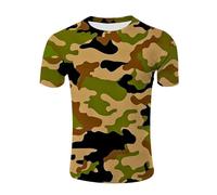 CHSLO Mens 3D Print t-shirts Summer Camouflage Unisex 3D Digital Printed T-Shirt Round Neck Men'S Short-Sleeved Loose Fitness Stretch Breathable Sports Top Oversize