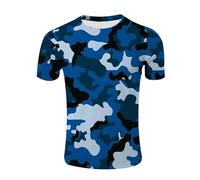 CHSLO Mens 3D Print t-shirts Summer Camouflage Unisex 3D Digital Printed T-Shirt Round Neck Men'S Short-Sleeved Loose Fitness Stretch Breathable Sports Top Oversize
