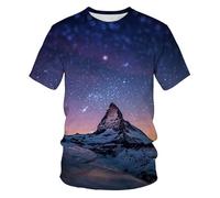 CHSLO Mens 3D Print t-shirts Summer Colorful Cosmic Starry Sky Unisex 3D Digital Printing T-Shirt Men'S Round Neck Short-Sleeved Loose Casual Sports Top Breathable Pullover