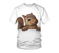 CHSLO Mens 3D Print t-shirts Summer Cute Squirrel Animal Unisex 3D Digital Printed T-Shirt Men'S Round Neck Short-Sleeved Loose Elastic Quick-Drying Half-Sleeved Bottoming Shirt
