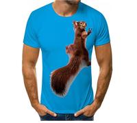 CHSLO Mens 3D Print t-shirts Summer Cute Squirrel Animal Unisex 3D Digital Printed T-Shirt Men'S Round Neck Short-Sleeved Loose Elastic Quick-Drying Half-Sleeved Bottoming Shirt