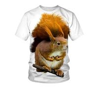 CHSLO Mens 3D Print t-shirts Summer Cute Squirrel Animal Unisex 3D Digital Printed T-Shirt Men'S Round Neck Short-Sleeved Loose Elastic Quick-Drying Half-Sleeved Bottoming Shirt