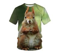 CHSLO Mens 3D Print t-shirts Summer Cute Squirrel Animal Unisex 3D Digital Printed T-Shirt Men'S Round Neck Short-Sleeved Loose Elastic Quick-Drying Half-Sleeved Bottoming Shirt