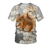 CHSLO Mens 3D Print t-shirts Summer Cute Squirrel Animal Unisex 3D Digital Printed T-Shirt Men'S Round Neck Short-Sleeved Loose Elastic Quick-Drying Half-Sleeved Bottoming Shirt