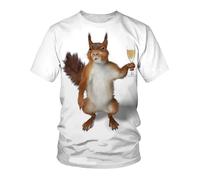 CHSLO Mens 3D Print t-shirts Summer Cute Squirrel Animal Unisex 3D Digital Printed T-Shirt Men'S Round Neck Short-Sleeved Loose Elastic Quick-Drying Half-Sleeved Bottoming Shirt