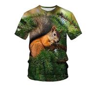 CHSLO Mens 3D Print t-shirts Summer Cute Squirrel Animal Unisex 3D Digital Printed T-Shirt Men'S Round Neck Short-Sleeved Loose Elastic Quick-Drying Half-Sleeved Bottoming Shirt