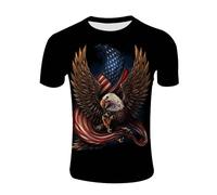 CHSLO Mens 3D Print t-shirts Summer Eagle Animal Unisex 3D Digital Printed T-Shirt Round Neck Men'S Short-Sleeved Loose Fitness Stretch Breathable Sports Top Oversize