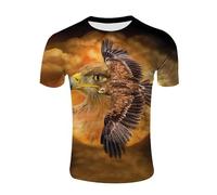 CHSLO Mens 3D Print t-shirts Summer Eagle Animal Unisex 3D Digital Printed T-Shirt Round Neck Men'S Short-Sleeved Loose Fitness Stretch Breathable Sports Top Oversize