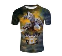 CHSLO Mens 3D Print t-shirts Summer Eagle Animal Unisex 3D Digital Printed T-Shirt Round Neck Men'S Short-Sleeved Loose Fitness Stretch Breathable Sports Top Oversize
