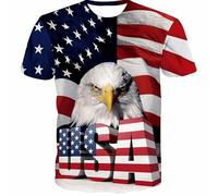 CHSLO Mens 3D Print t-shirts Summer Eagle Animal Unisex 3D Digital Printed T-Shirt Round Neck Men'S Short-Sleeved Loose Fitness Stretch Breathable Sports Top Oversize
