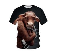 CHSLO Mens 3D Print t-shirts Summer Elephant Squirrel Dog Unisex 3D Digital Printed T-Shirt Round Neck Men'S Short-Sleeved Loose Fitness Stretch Breathable Sports Top Oversize