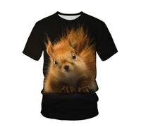 CHSLO Mens 3D Print t-shirts Summer Elephant Squirrel Dog Unisex 3D Digital Printed T-Shirt Round Neck Men'S Short-Sleeved Loose Fitness Stretch Breathable Sports Top Oversize