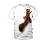 CHSLO Mens 3D Print t-shirts Summer Elephant Squirrel Dog Unisex 3D Digital Printed T-Shirt Round Neck Men'S Short-Sleeved Loose Fitness Stretch Breathable Sports Top Oversize