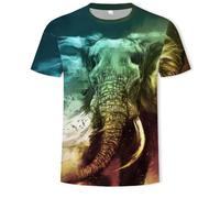 CHSLO Mens 3D Print t-shirts Summer Elephant Squirrel Dog Unisex 3D Digital Printed T-Shirt Round Neck Men'S Short-Sleeved Loose Fitness Stretch Breathable Sports Top Oversize