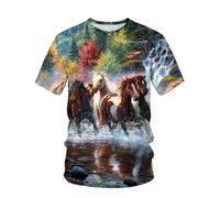 CHSLO Mens 3D Print t-shirts Summer Elephant Squirrel Dog Unisex 3D Digital Printed T-Shirt Round Neck Men'S Short-Sleeved Loose Fitness Stretch Breathable Sports Top Oversize