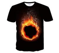 CHSLO Mens 3D Print t-shirts Summer Fireball Ice Fire Dragon Unisex 3D Digital Printed T-Shirt Round Neck Men'S Short Sleeve Loose Fitness Elastic Breathable Sports Top Oversize