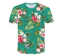 CHSLO Mens 3D Print t-shirts Summer Flowers Butterfly Leaves Unisex 3D Digital Printed T-Shirt Round Neck Men'S Short-Sleeved Loose Fitness Stretch Breathable Half-Sleeved Sports Top Oversize