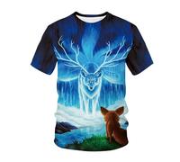 CHSLO Mens 3D Print t-shirts Summer Fox Animal Unisex 3D Digital Printed T-Shirt Round Neck Men'S Short-Sleeved Loose Fitness Stretch Breathable Sports Top Oversize