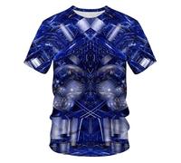 CHSLO Mens 3D Print t-shirts Summer Geometric Unisex 3D Digital Printed T-Shirt Round Neck Men'S Short-Sleeved Loose Breathable Stretch Half-Sleeved Sports Top Oversize