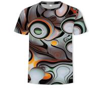 CHSLO Mens 3D Print t-shirts Summer Geometric Unisex 3D Digital Printed T-Shirt Round Neck Men'S Short-Sleeved Loose Breathable Stretch Half-Sleeved Sports Top Oversize