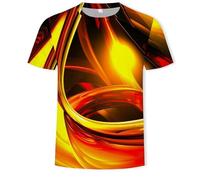 CHSLO Mens 3D Print t-shirts Summer Geometric Unisex 3D Digital Printed T-Shirt Round Neck Men'S Short-Sleeved Loose Breathable Stretch Half-Sleeved Sports Top Oversize