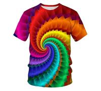 CHSLO Mens 3D Print t-shirts Summer Geometric Unisex 3D Digital Printed T-Shirt Round Neck Men'S Short-Sleeved Loose Breathable Stretch Half-Sleeved Sports Top Oversize