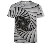 CHSLO Mens 3D Print t-shirts Summer Geometric Unisex 3D Digital Printed T-Shirt Round Neck Men'S Short-Sleeved Loose Breathable Stretch Half-Sleeved Sports Top Oversize