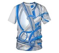 CHSLO Mens 3D Print t-shirts Summer Geometric Unisex 3D Digital Printed T-Shirt Round Neck Men'S Short-Sleeved Loose Breathable Stretch Half-Sleeved Sports Top Oversize