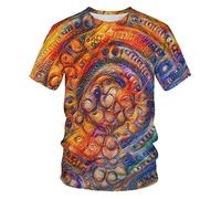 CHSLO Mens 3D Print t-shirts Summer Geometric Unisex 3D Digital Printed T-Shirt Round Neck Men'S Short-Sleeved Loose Breathable Stretch Half-Sleeved Sports Top Oversize