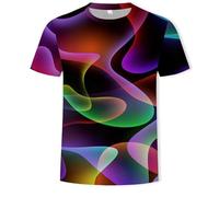 CHSLO Mens 3D Print t-shirts Summer Geometric Unisex 3D Digital Printed T-Shirt Round Neck Men'S Short-Sleeved Loose Breathable Stretch Half-Sleeved Sports Top Oversize