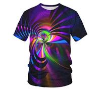 CHSLO Mens 3D Print t-shirts Summer Geometric Unisex 3D Digital Printed T-Shirt Round Neck Men'S Short-Sleeved Loose Breathable Stretch Half-Sleeved Sports Top Oversize