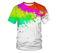 CHSLO Mens 3D Print t-shirts Summer Graffiti Painting Unisex 3D Digital Printing T-Shirt Round Neck Loose Men'S Casual Short Sleeve Stretch Half Sleeve Pullover Oversize Top