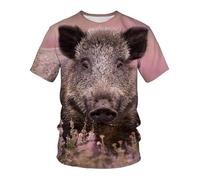 CHSLO Mens 3D Print t-shirts Summer Jungle Wild Boar Animal Unisex 3D Digital Printed T-Shirt Round Neck Men'S Short-Sleeved Loose Breathable Stretch Half-Sleeved Sports Top Oversize