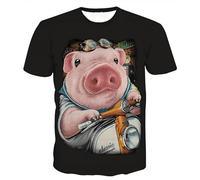 CHSLO Mens 3D Print t-shirts Summer Jungle Wild Boar Animal Unisex 3D Digital Printed T-Shirt Round Neck Men'S Short-Sleeved Loose Breathable Stretch Half-Sleeved Sports Top Oversize