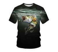 CHSLO Mens 3D Print t-shirts Summer Koi Fishing Unisex 3D Digital Printed T-Shirt Round Neck Men'S Short-Sleeved Loose Fitness Stretch Breathable Sports Top Oversize