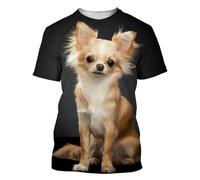 CHSLO Mens 3D Print t-shirts Summer Lion Dog Animal Unisex 3D Digital Printed T-Shirt Round Neck Men'S Short-Sleeved Loose Fitness Stretch Breathable Sports Top Oversize