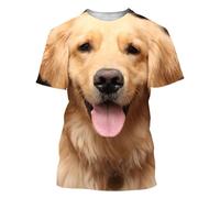 CHSLO Mens 3D Print t-shirts Summer Lion Dog Animal Unisex 3D Digital Printed T-Shirt Round Neck Men'S Short-Sleeved Loose Fitness Stretch Breathable Sports Top Oversize