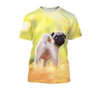 CHSLO Mens 3D Print t-shirts Summer Lion Dog Animal Unisex 3D Digital Printed T-Shirt Round Neck Men'S Short-Sleeved Loose Fitness Stretch Breathable Sports Top Oversize