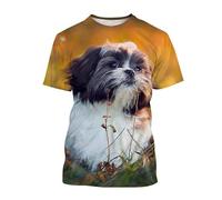 CHSLO Mens 3D Print t-shirts Summer Lion Dog Animal Unisex 3D Digital Printed T-Shirt Round Neck Men'S Short-Sleeved Loose Fitness Stretch Breathable Sports Top Oversize