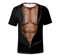 CHSLO Mens 3D Print t-shirts Summer Muscle Chest Unisex 3D Digital Printed T-Shirt Round Neck Men'S Short-Sleeved Loose Elastic Half-Sleeved Breathable Top Pullover Sweatshirt Oversize